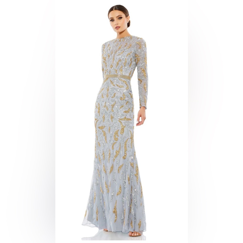 NWT | Mac Duggal Embellished Beaded Long Sleeve Gown Style 5124 | Size 14